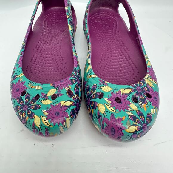 Crocs Kadee Floral Purple and Blue Slip On Rubber Ballet Flat Womens Size 6 - Picture 9 of 12